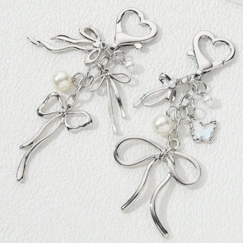 Decorative Heart and Bow Charm Keychain Kalsten