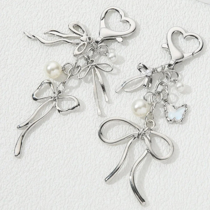 Decorative Heart and Bow Charm Keychain Kalsten