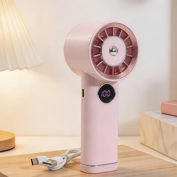 Ladies Portable USB Hand Fan with Digital Speed Display Kalsten