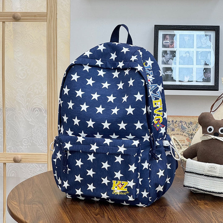 Star-Patterned Travel School Backpack