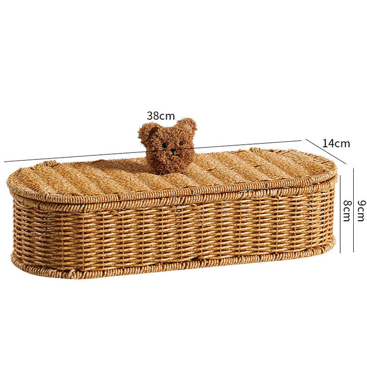 Decorative Woven Storage Box with Cute Bear Lid Kalsten