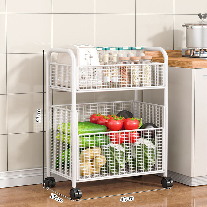 Rolling Kitchen Storage Cart with Mesh Baskets Kalsten