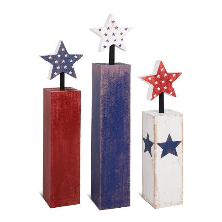 Unisex nan patriotic glitter tabletop column decor with star toppers Kalsten