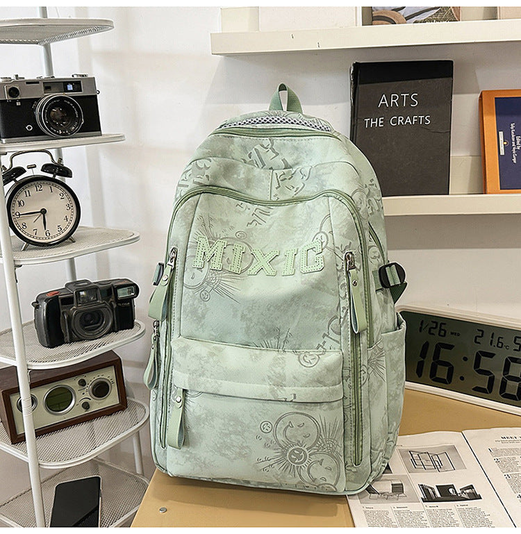 Graphic Print Multi-Pocket School Backpack