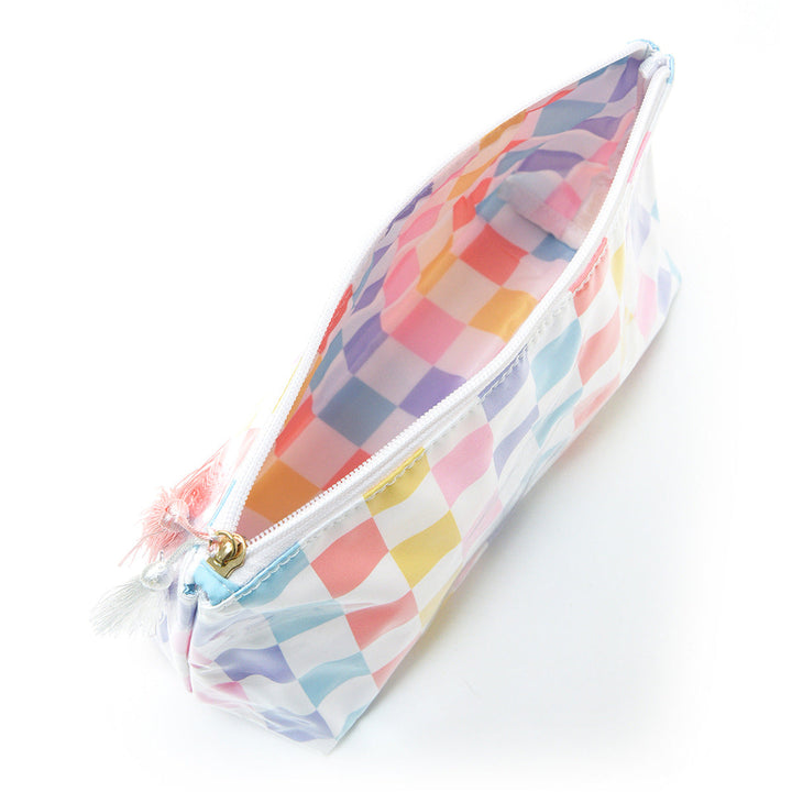 Cosmetic pouch with colorful check pattern Kalsten