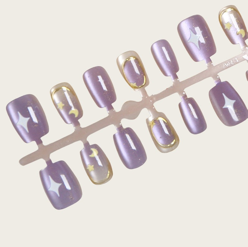 Artistic Press-On Nail Set with Floral and Geometric Designs Kalsten