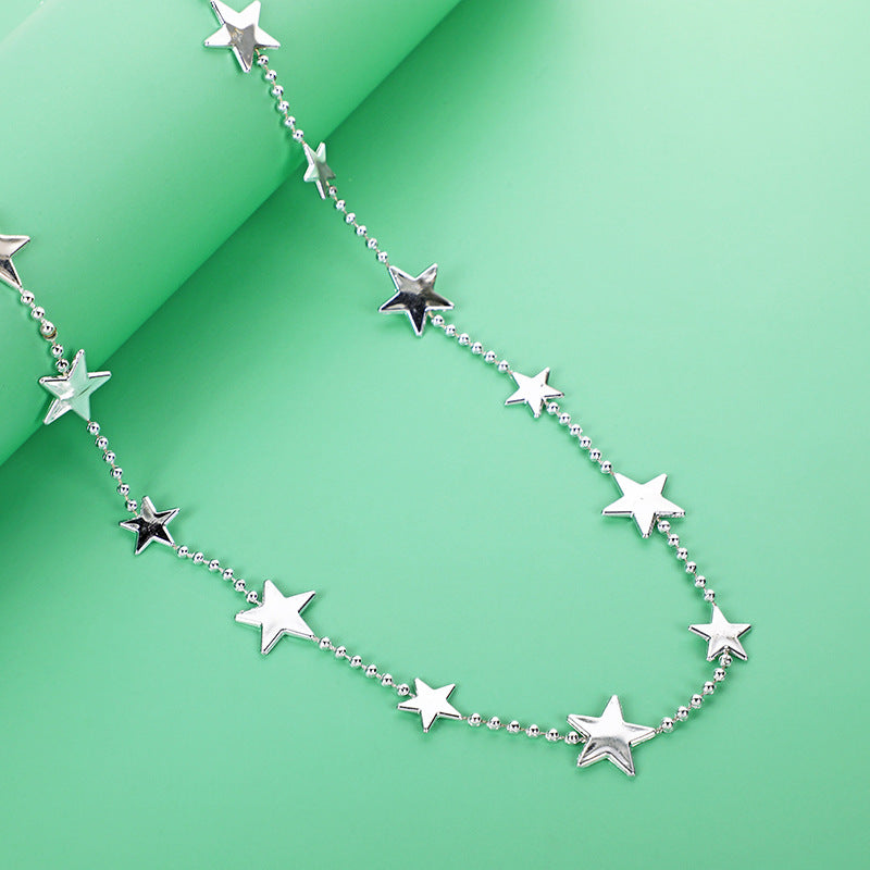 Women nan long Statement Necklace with star beads and ball chain Kalsten