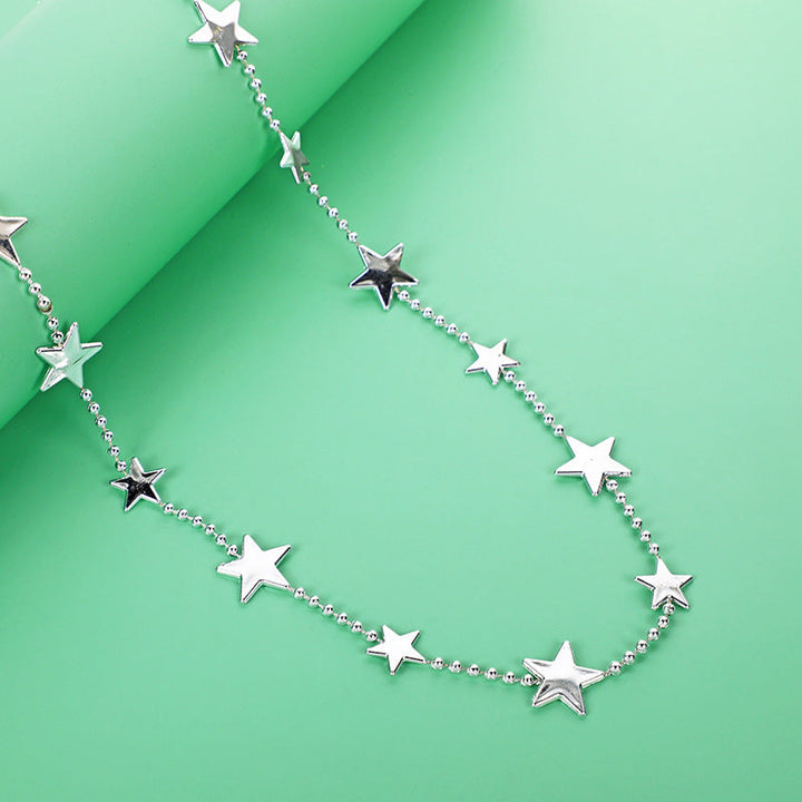 Women nan long Statement Necklace with star beads and ball chain Kalsten