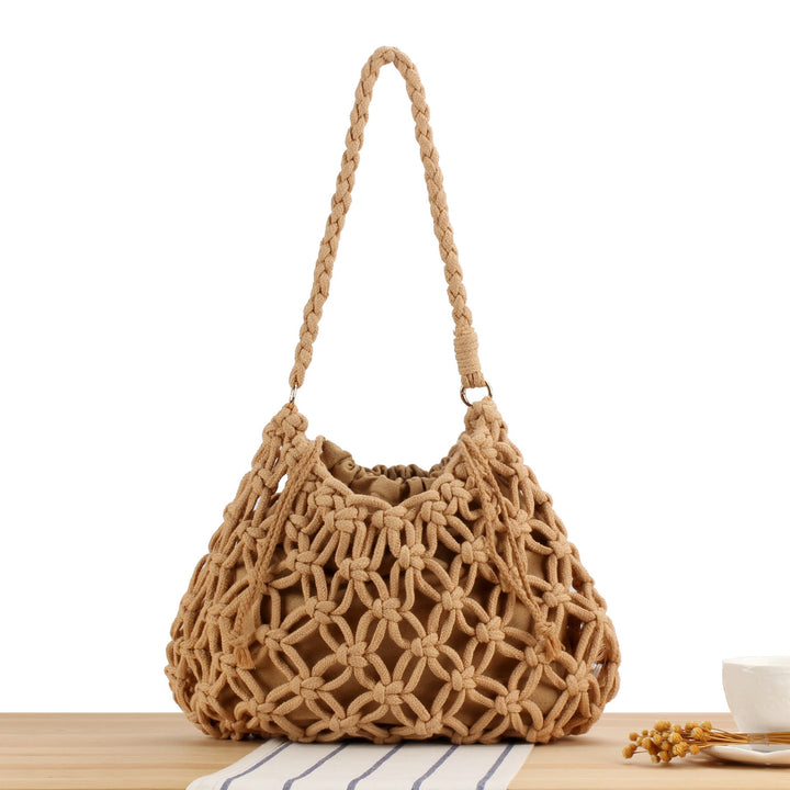 Trendy Macrame Bag with Braided Carry Handle Kalsten