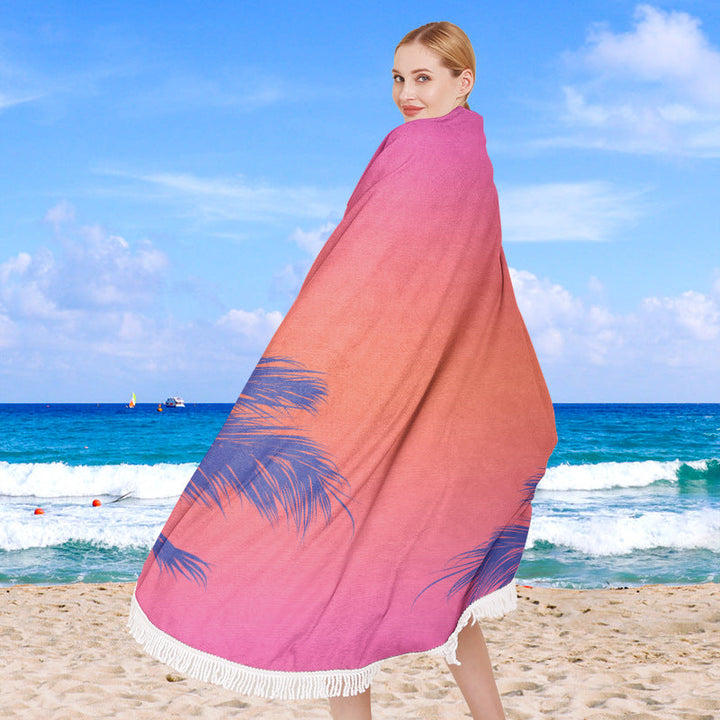 round beach towel with cheerful palm motif Kalsten