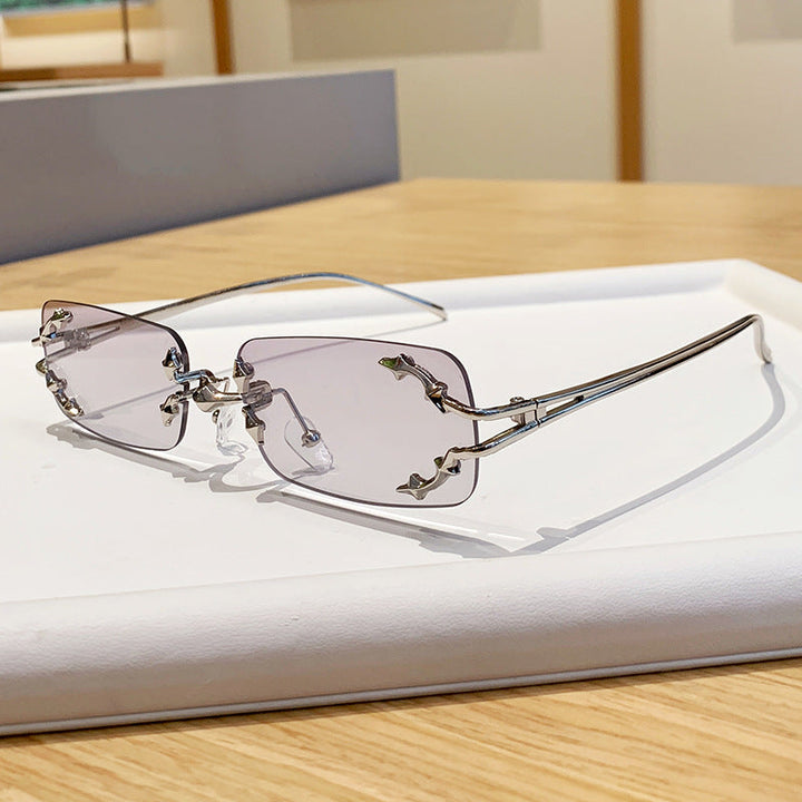 Women's fashionable sunglasses with delicate metal frame and transparent lenses Kalsten