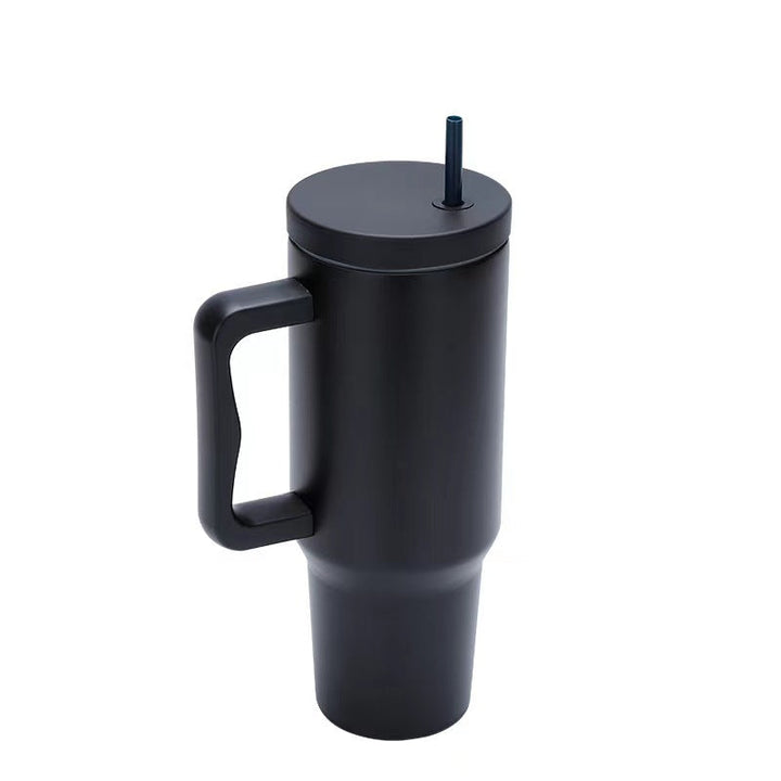 Women thermos cup with ergonomic handle and integrated straw Kalsten