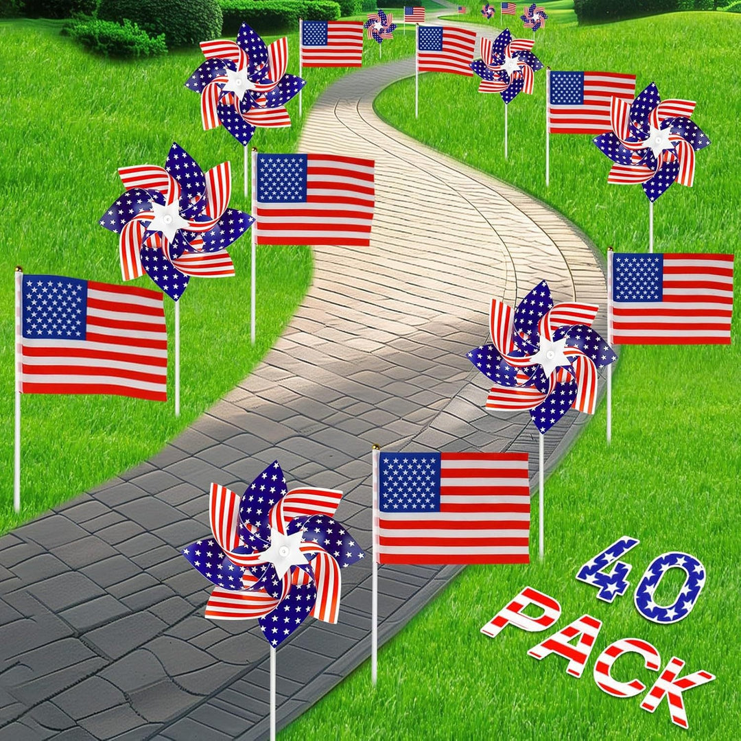 Unisex nan portable USA table flag with plastic pole and decorative tip Kalsten