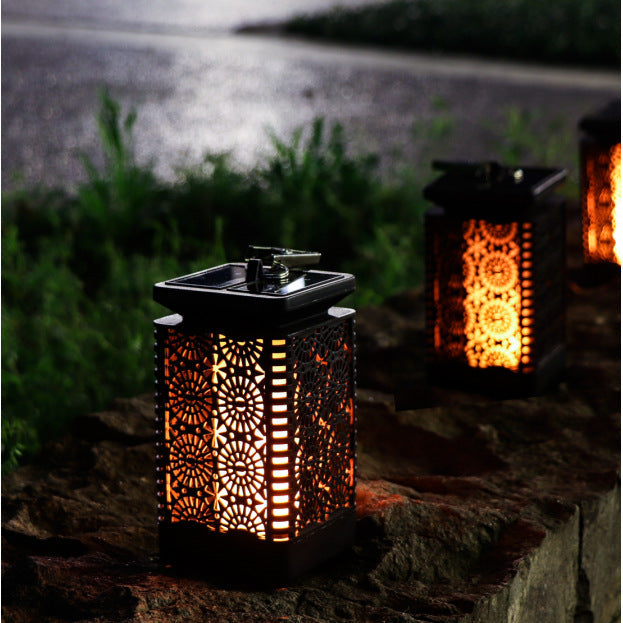 Solar Powered Decorative Metal Lantern With Flickering LED Flame Effect Kalsten