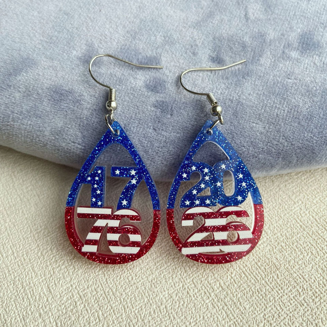 Women's eye-catching acrylic number earrings with sparkling star and stripe pendants Kalsten