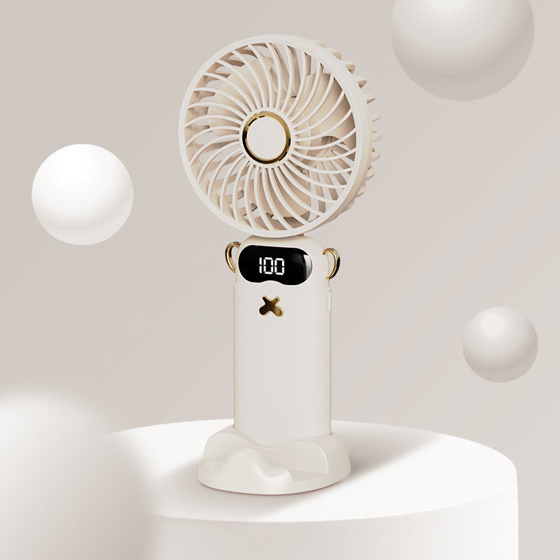 Cooling rechargeable handheld mini fan with digital battery display and cute desktop stand Kalsten
