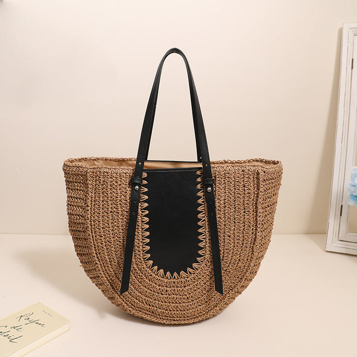 Elegant Handmade Straw Bag with Leather Accents Kalsten