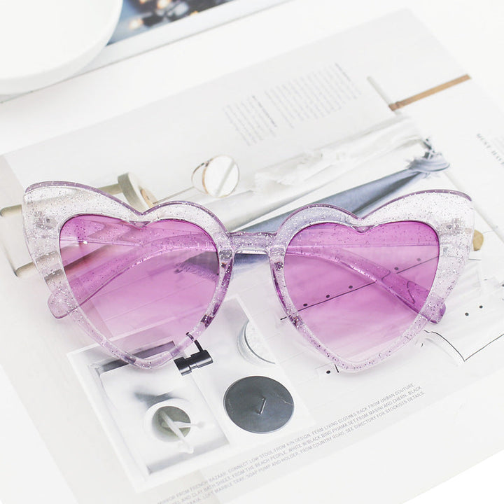 Women's Heart-Shaped Sunglasses with Glittering Frame Kalsten