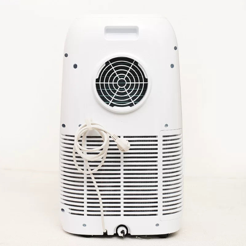 Unisex one size ventilated single hose portable refrigerant air conditioner with top mounted digital control, dehumidifier, automatic swinging louvers and wheels Kalsten