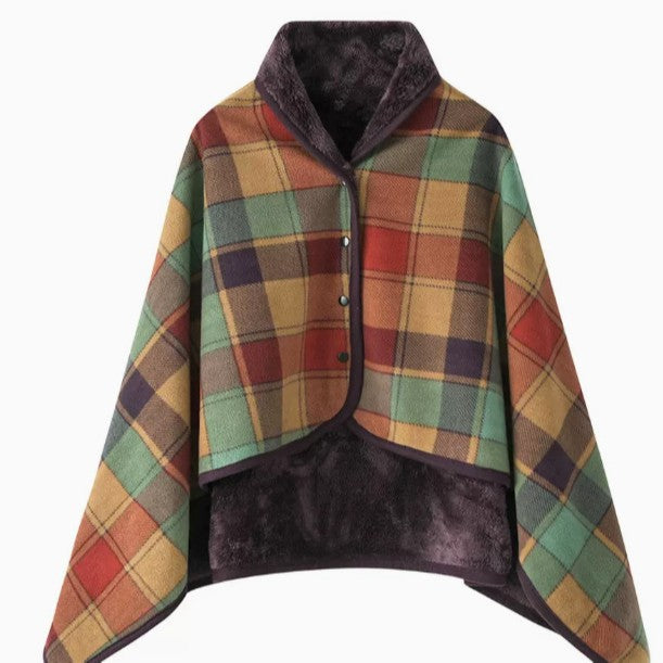 Women’s stylish hooded blanket with checkered pattern Kalsten