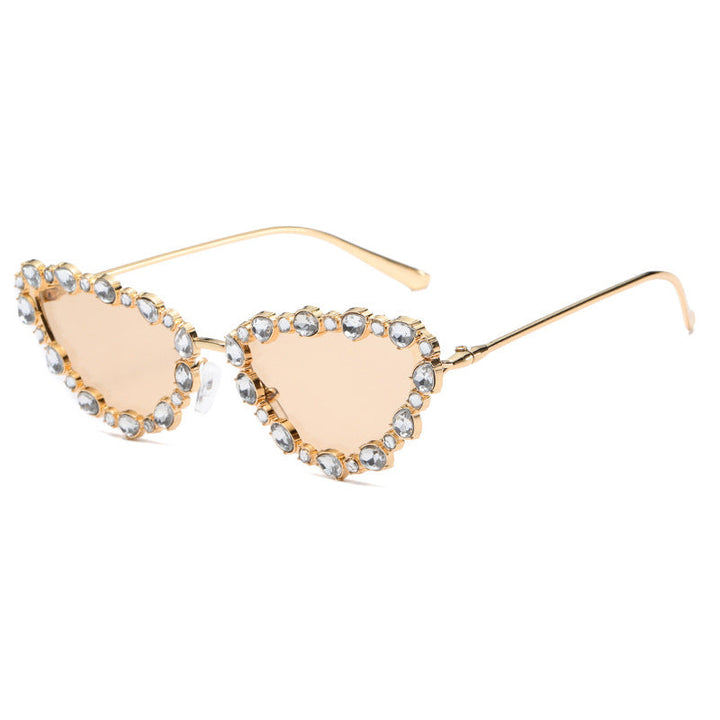 Women's Heart-Shaped Designer Sunglasses with Glamorous Crystal Frame Kalsten