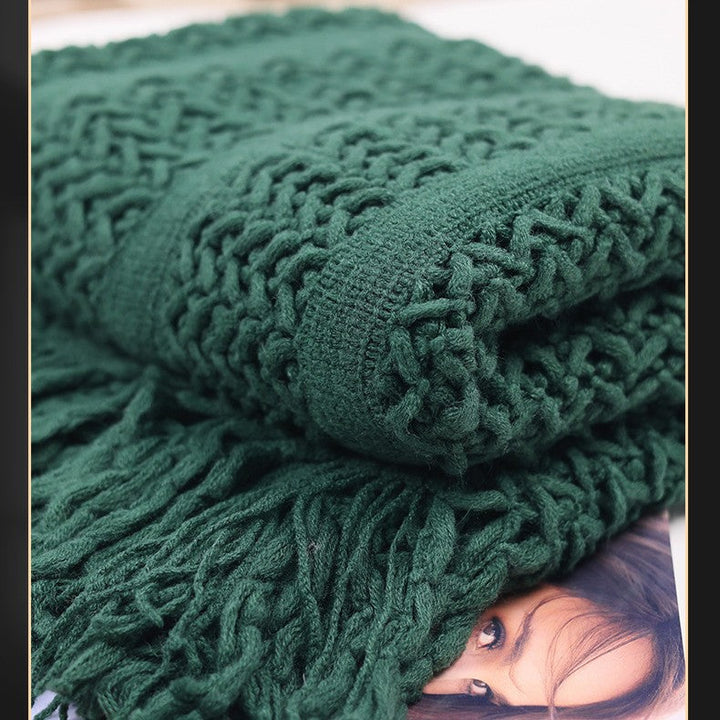 Handcrafted Textured Knit Throw Blanket Kalsten