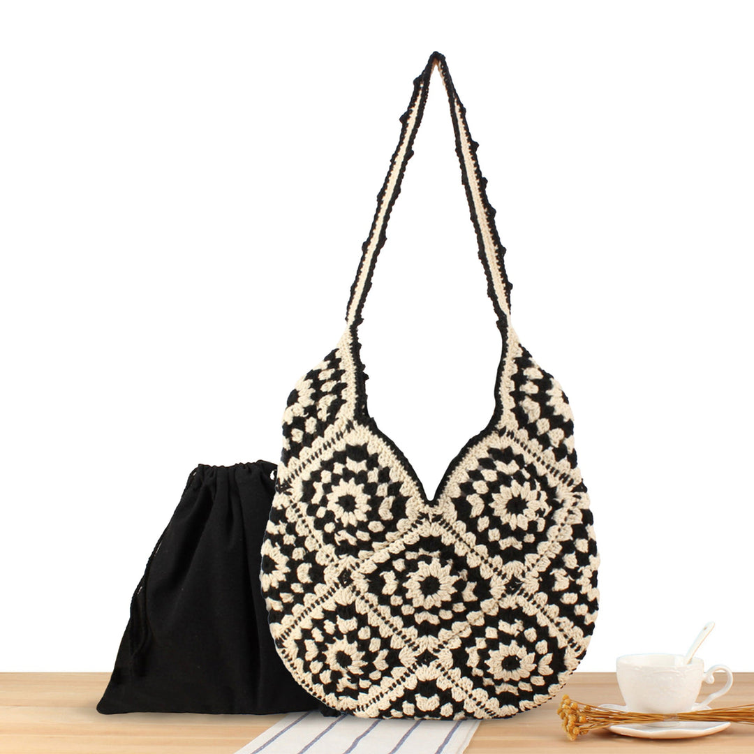 Handmade Macrame Shoulder Bag with Floral Patterns Kalsten