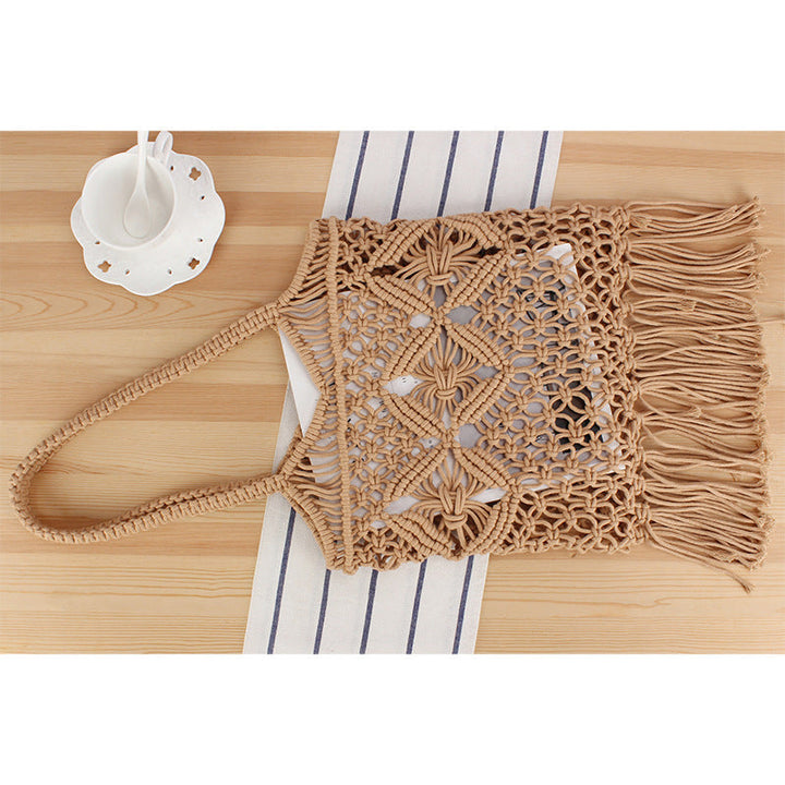 Macrame Tote Bag with Decorative Fringes Kalsten