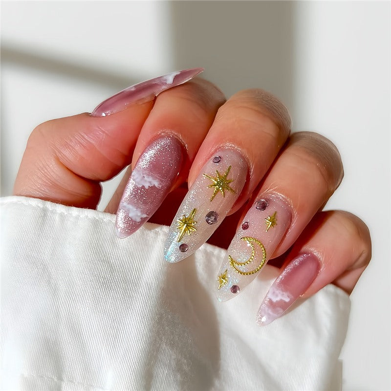 Artistic Celestial Themed Press-On Nails Acalora