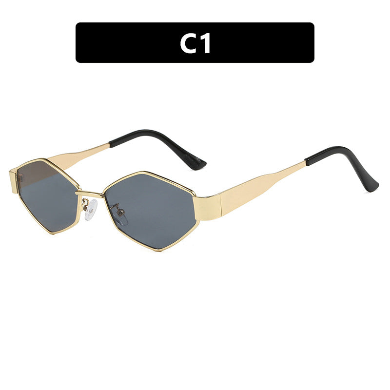 Women's geometric sunglasses with narrow metal frame and polarized lenses Kalsten