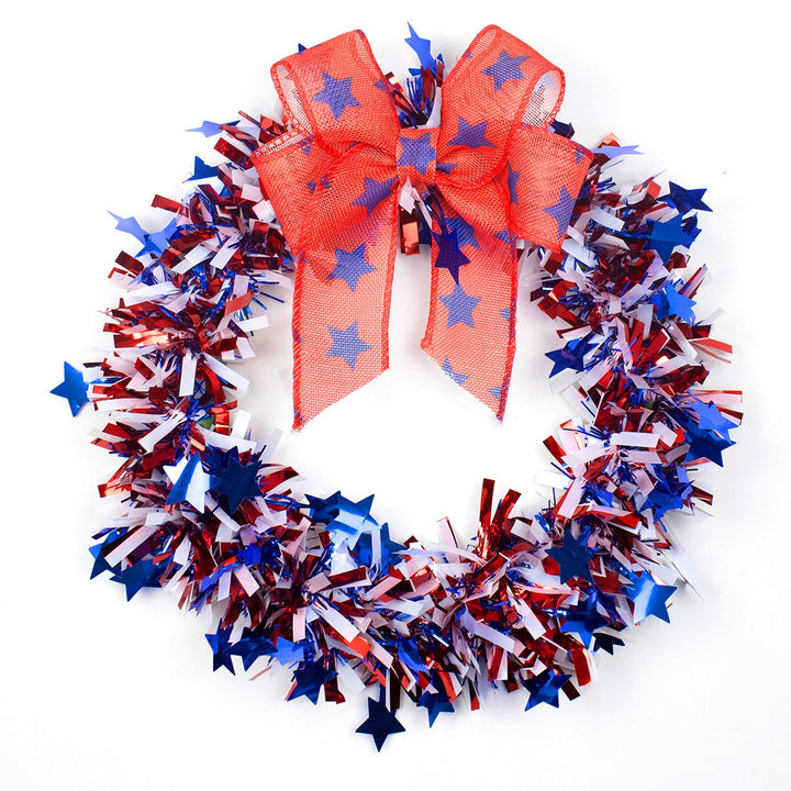 Unisex decorative door wreath with star confetti and large bow Kalsten