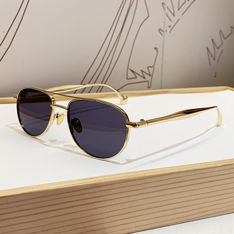 Ladies fashionable pilot sunglasses with elegant gold frame Kalsten