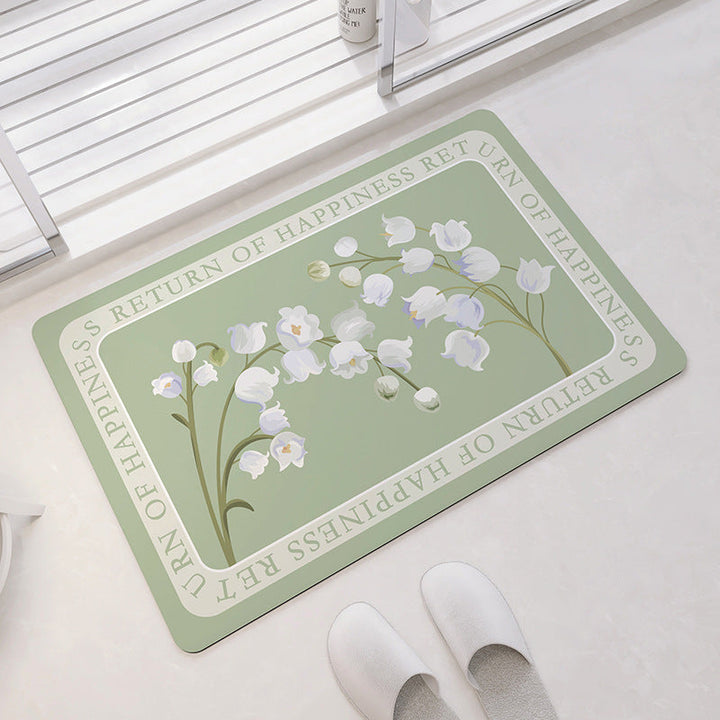 Oval Floral Pattern Bath Mat Kalsten