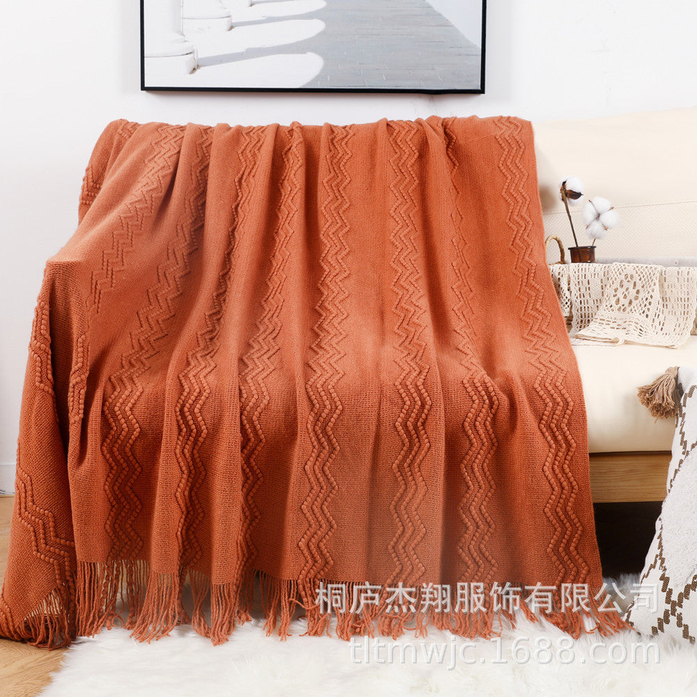 Women Comfortable Knitted Blanket with Modern Zigzag Pattern Kalsten