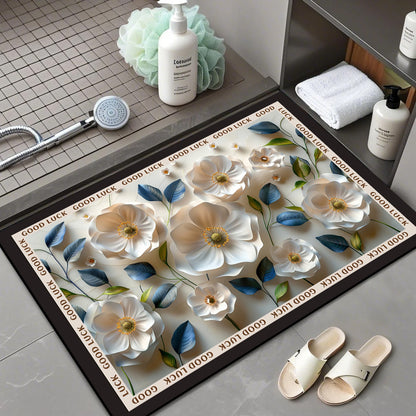 Floral Patterned Comfort Bath Mat Acalora