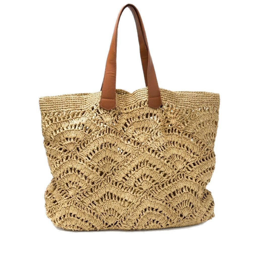 Macrame Shopping Bag with Elegant Leather Handles Kalsten