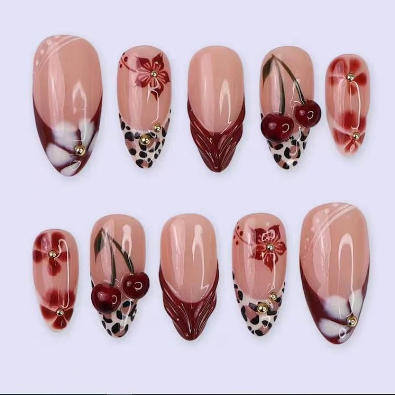 Artistic Floral and Star-Embellished Press-On Nail Set Kalsten