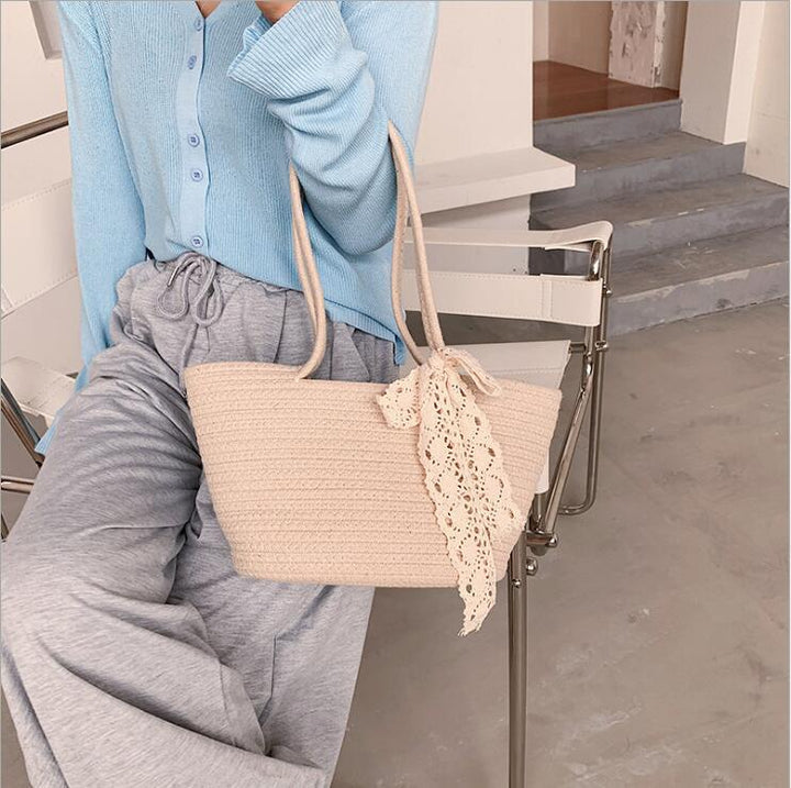 Elegant Bast Handbag with Lace Accent Kalsten