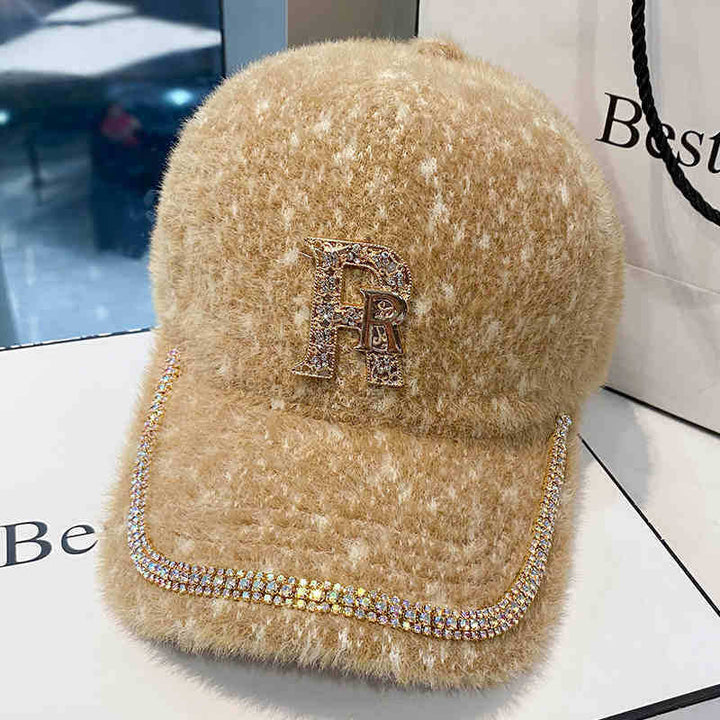 Women's Luxurious Fleece Embellished Baseball Cap Kalsten