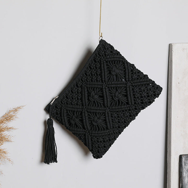 Macrame Clutch with Tassel Details Kalsten