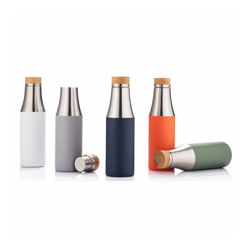 Women double-walled stainless steel drinking bottle with bamboo lid Kalsten