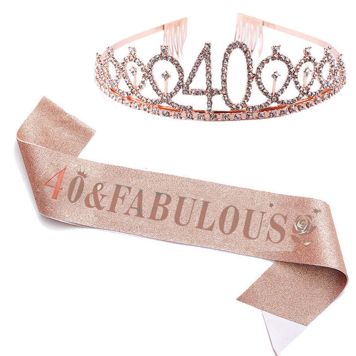 Women's Glittering Birthday Tiara Set with Sash Kalsten