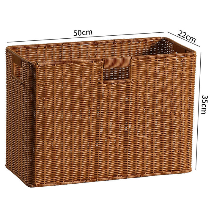 Handwoven Rectangular Storage Bin with Cutout Handles Kalsten