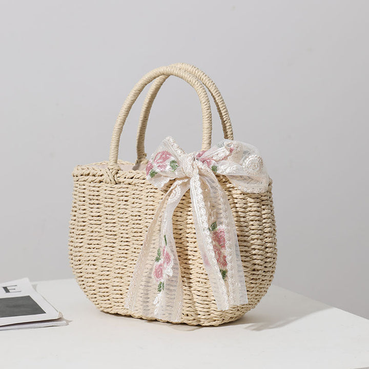 Elegant Bast bag with Floral Bow Detail Kalsten