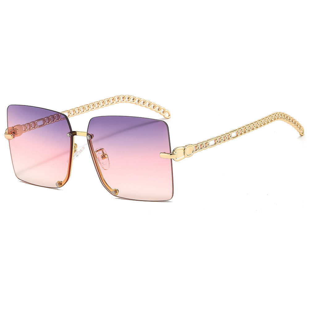 Women's fashionable sunglasses with luxurious chain arm and rectangular frame Kalsten