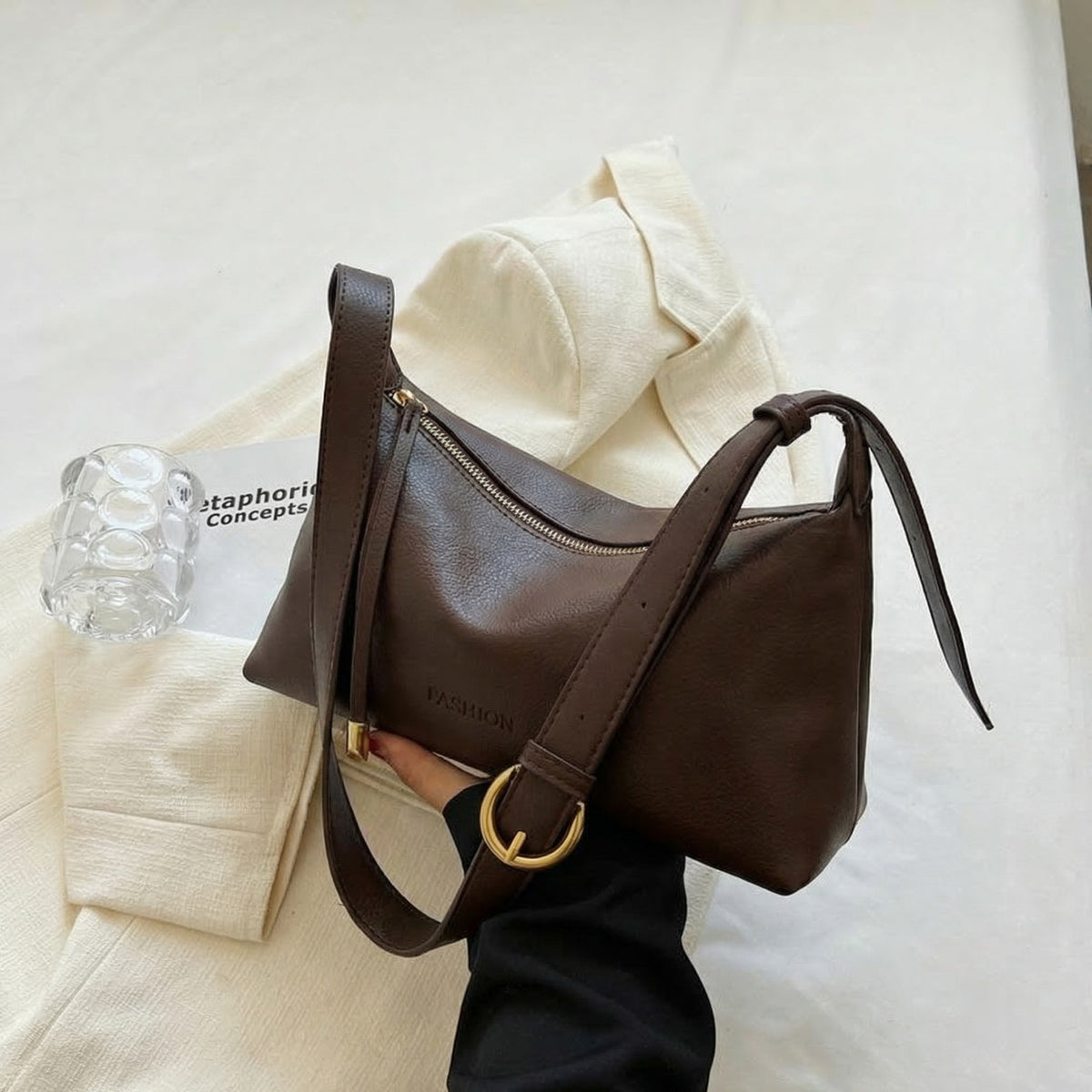 Textured Casual Shoulder Bag Acalora