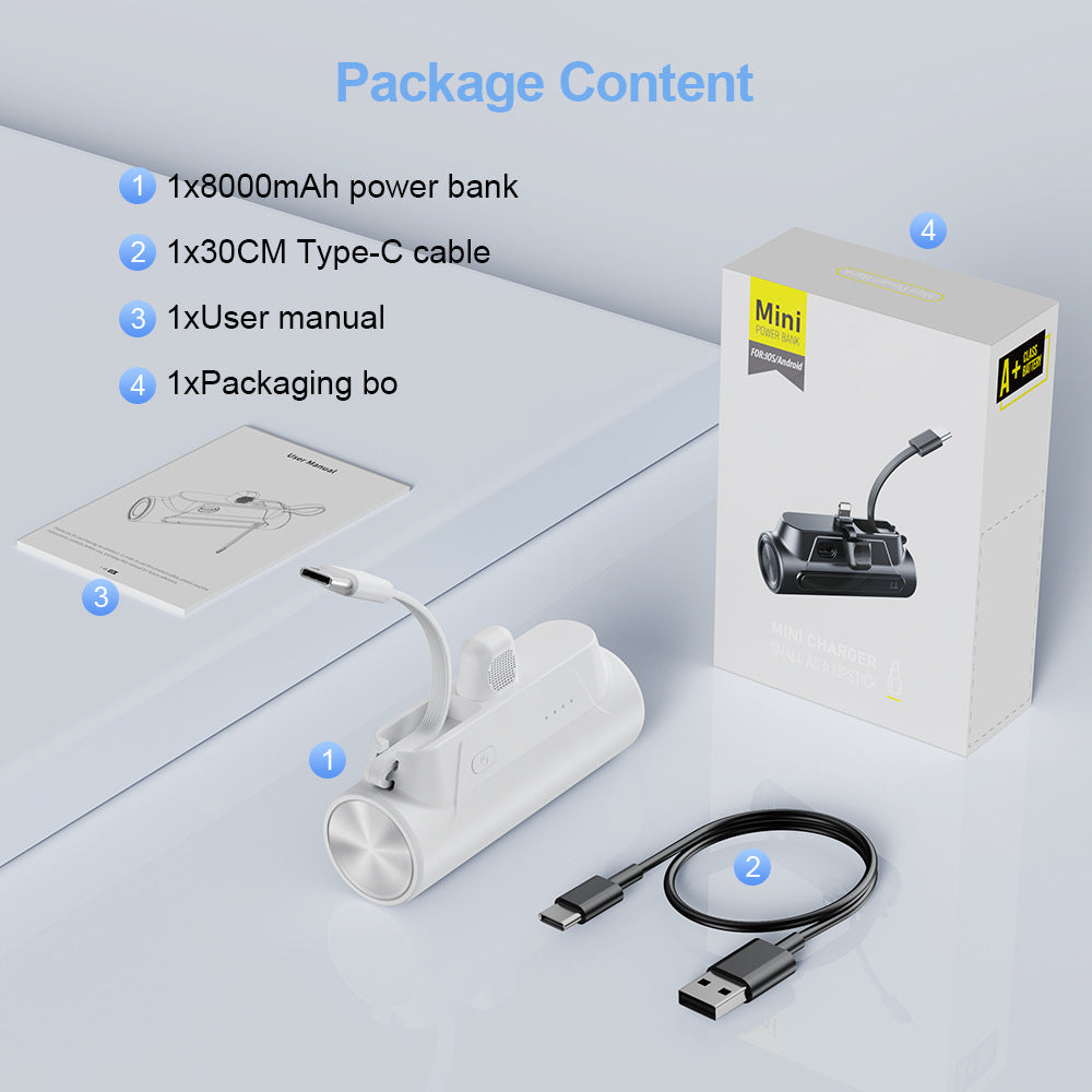 Mini Powerbank with Integrated Charging Cable Kalsten