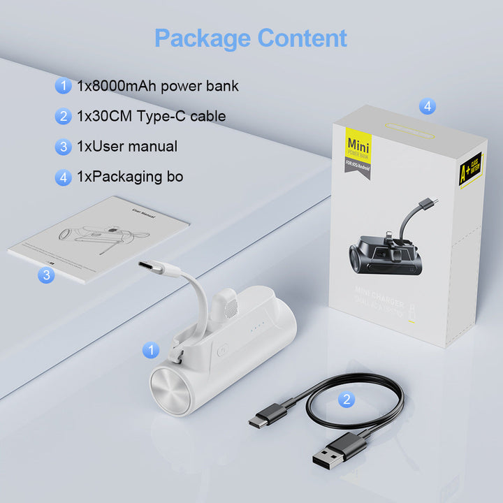 Mini Powerbank with Integrated Charging Cable Kalsten