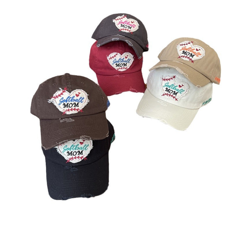 Women's Distressed Softball Mom Patch Baseball Cap Kalsten