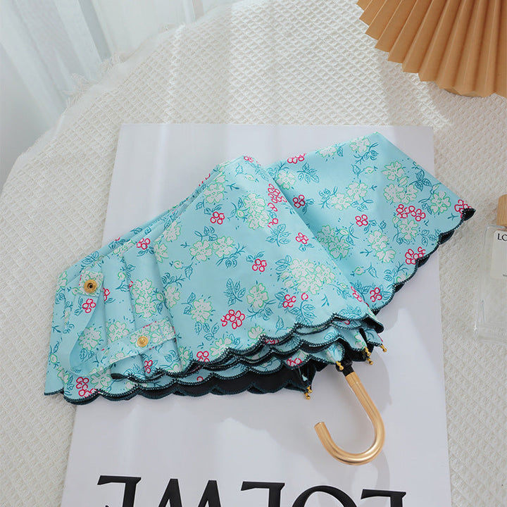 Women's elegant automatic folding umbrella with floral details Kalsten